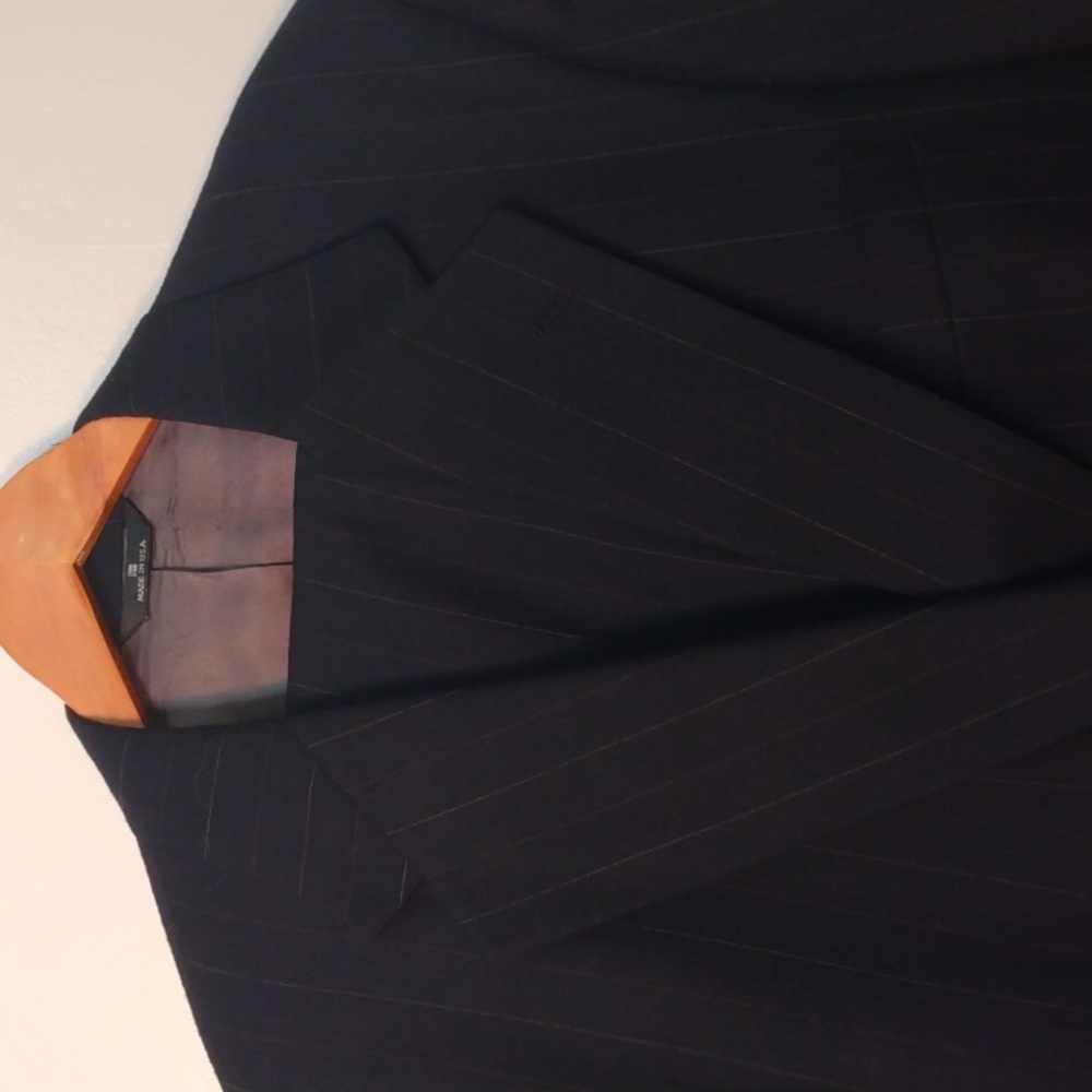 Polo University Club by Ralph Lauren Navy Flannel Wool Pinstripe Suit  44R*